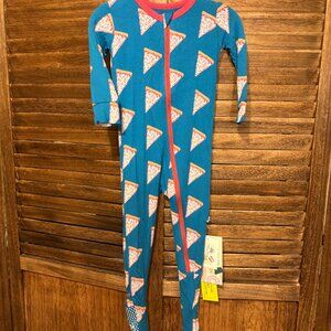 Kickee Pants Kids Long Sleeve Zipper Footie Pajama Pizza Slice